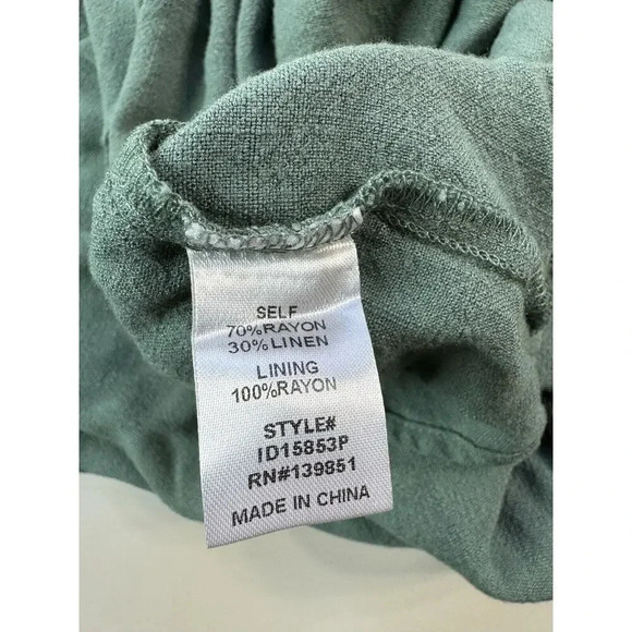 Embroidered Womens Linen Dress 1Sz Green Lagenlook Artsy Cottagecore Boho Hippie - Picture 14 of 16